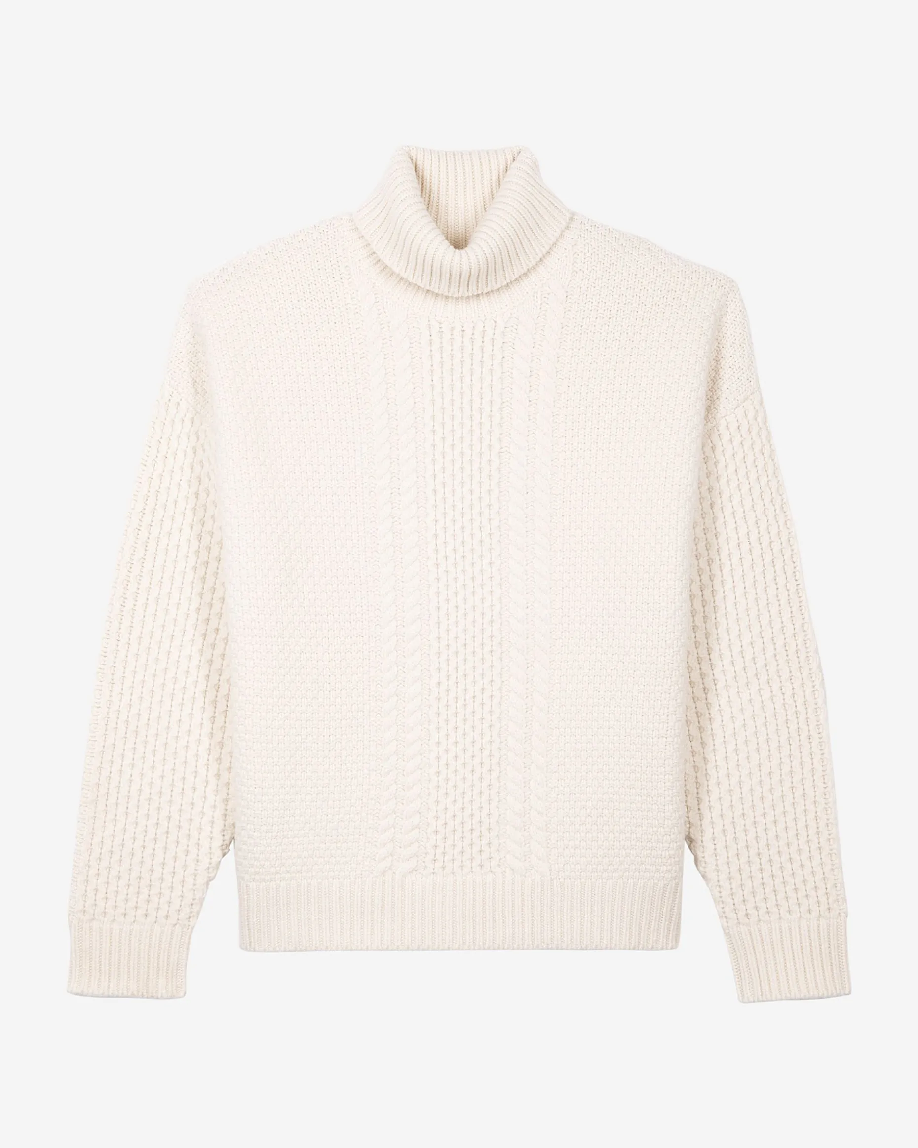 Pull torsadé en laine beige