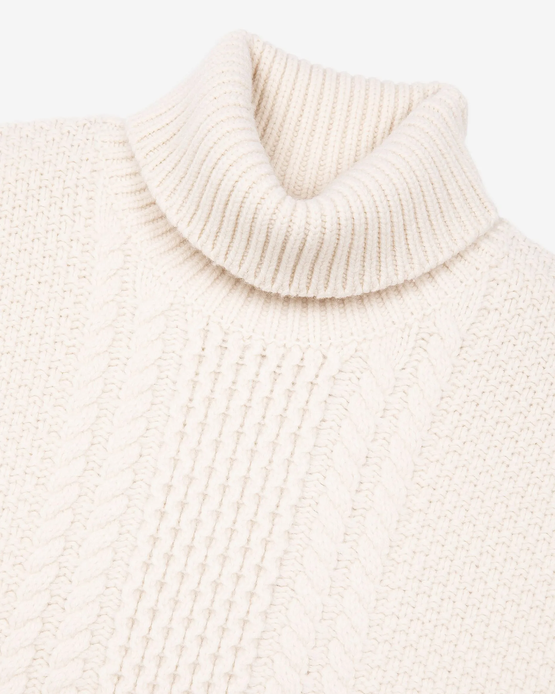 Pull torsadé en laine beige