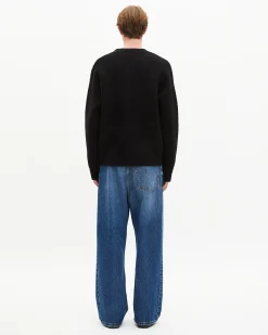Pull torsadé en laine noir