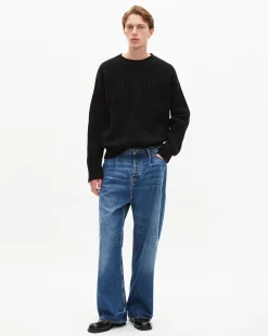Pull torsadé en laine noir