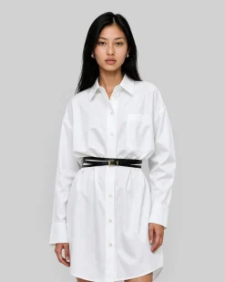 Robe chemise courte en coton blanche