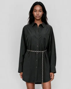 Robe chemise courte en coton noire