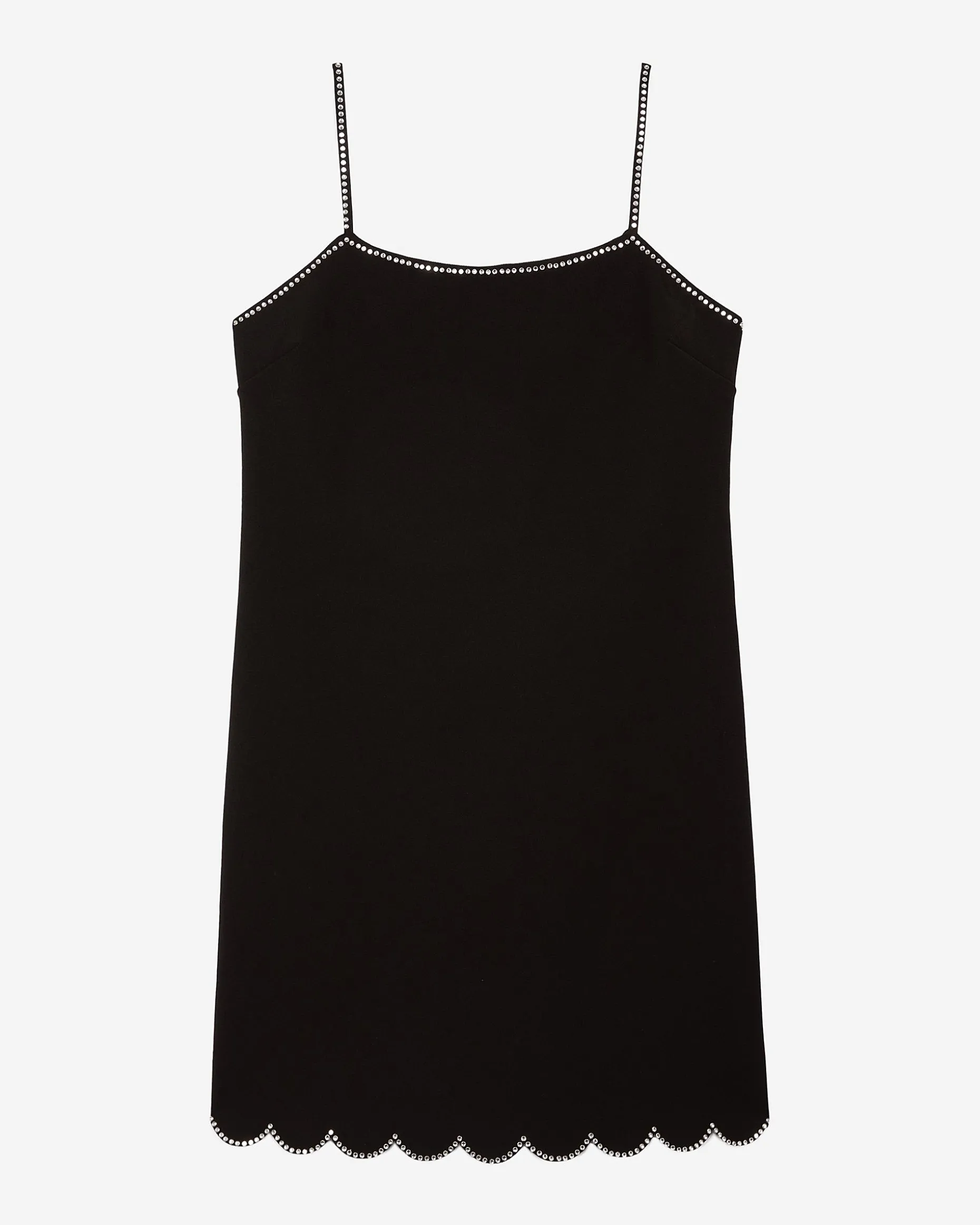 Robe courte avec détails de strass noire