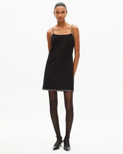 Robe courte avec détails de strass noire