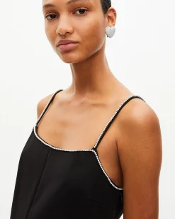 Robe courte avec détails de strass noire