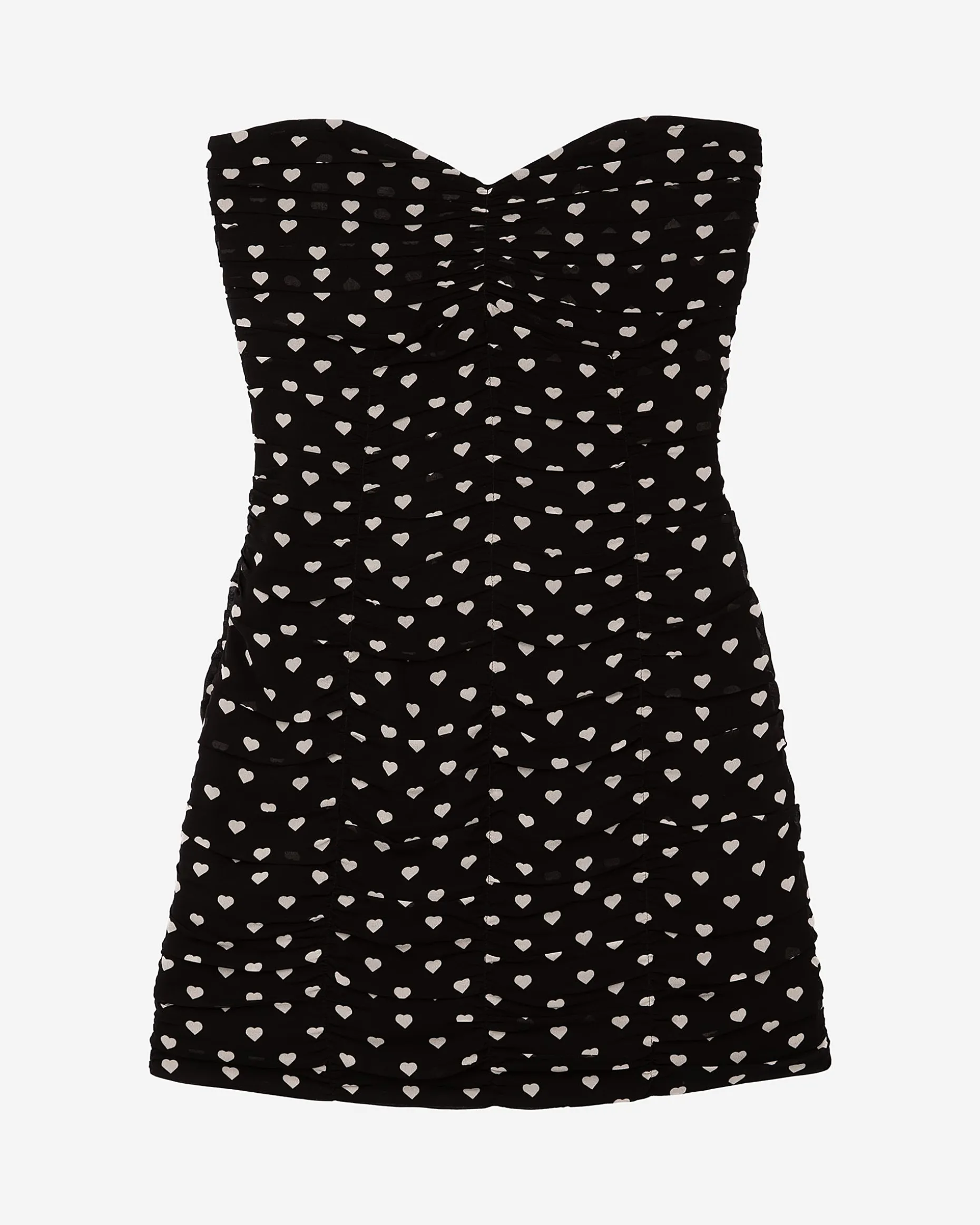 Robe courte bustier imprimé cœurs noire