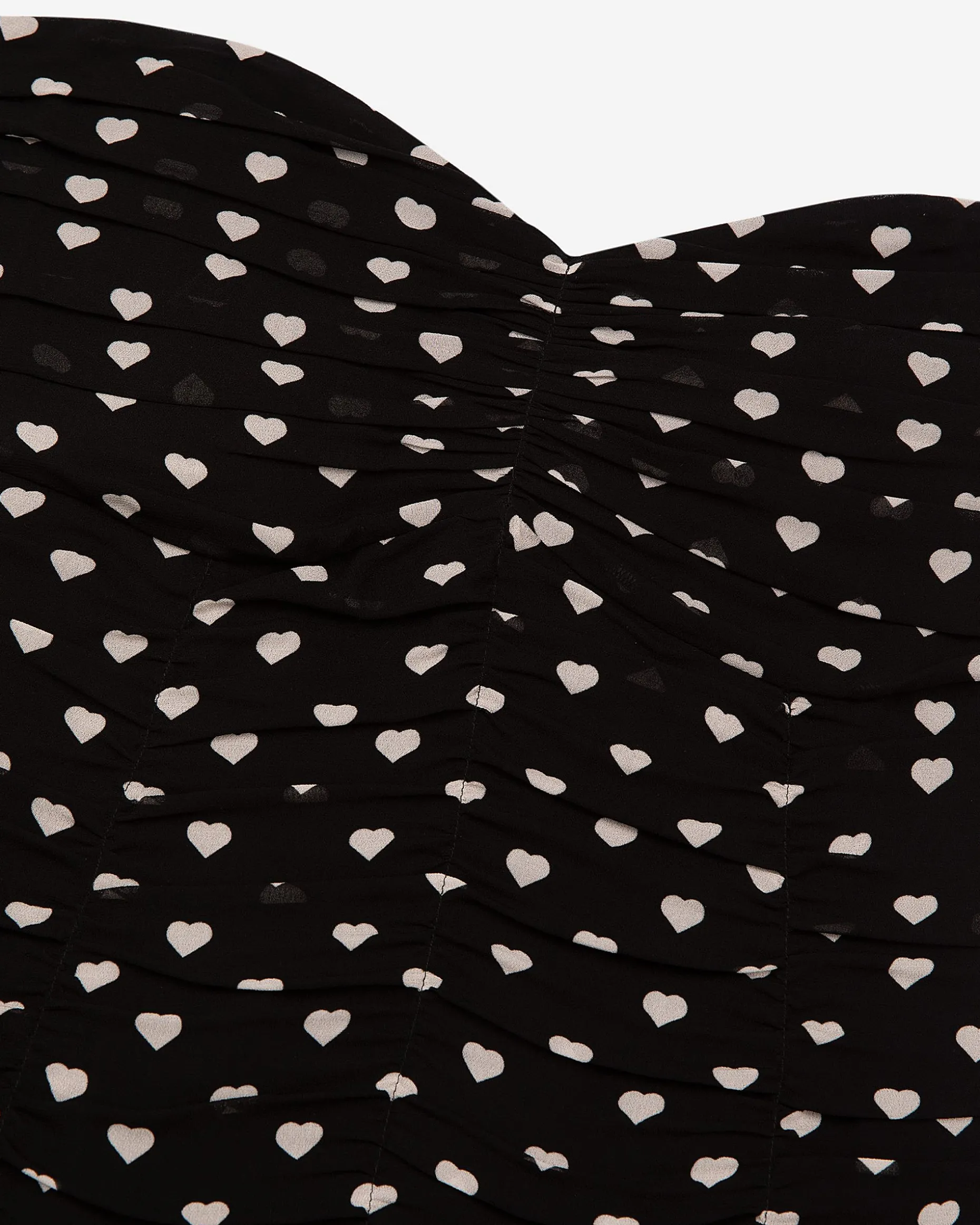 Robe courte bustier imprimé cœurs noire
