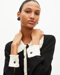 Robe courte col contrasté noire