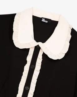 Robe courte col contrasté noire