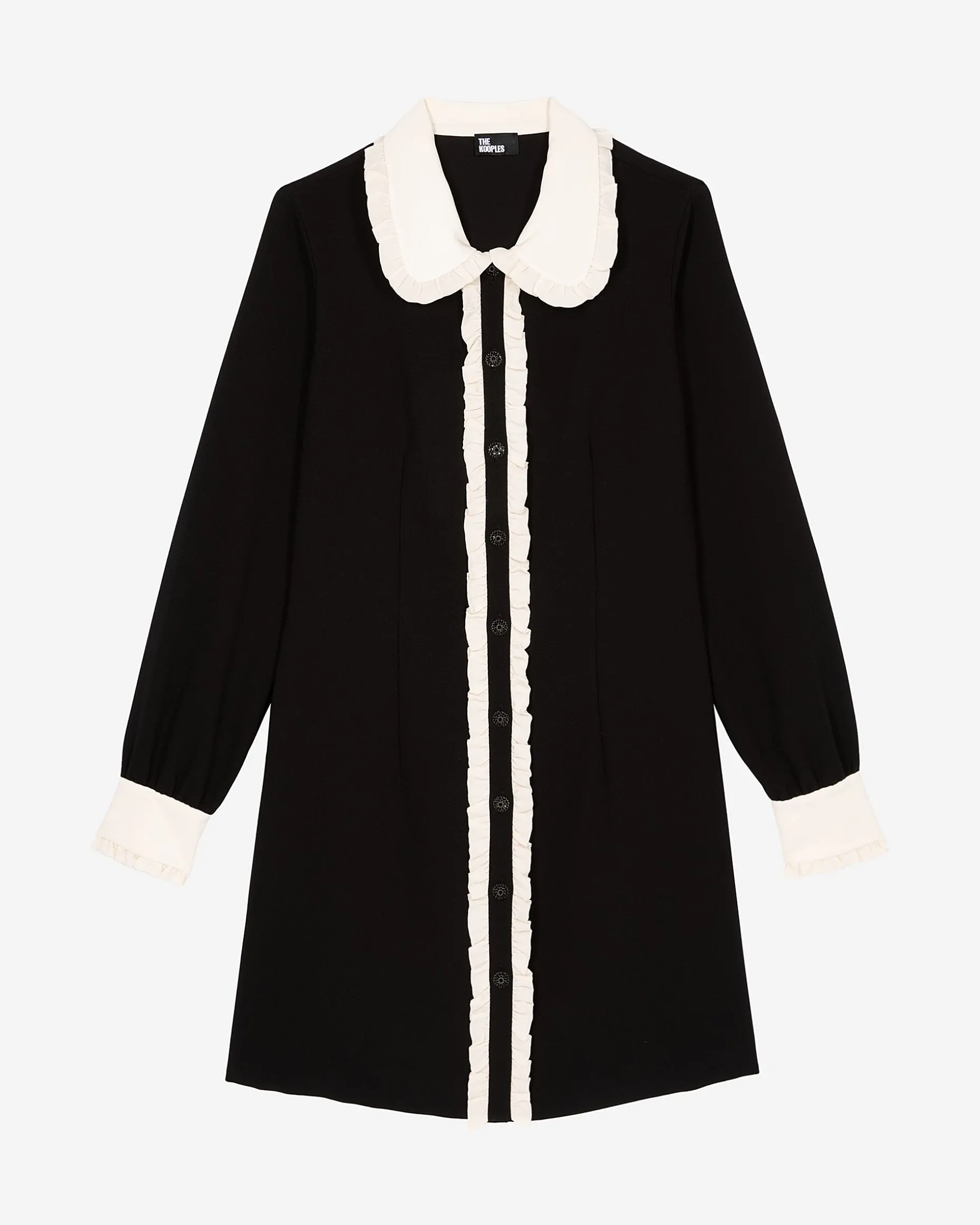 Robe courte col contrasté noire