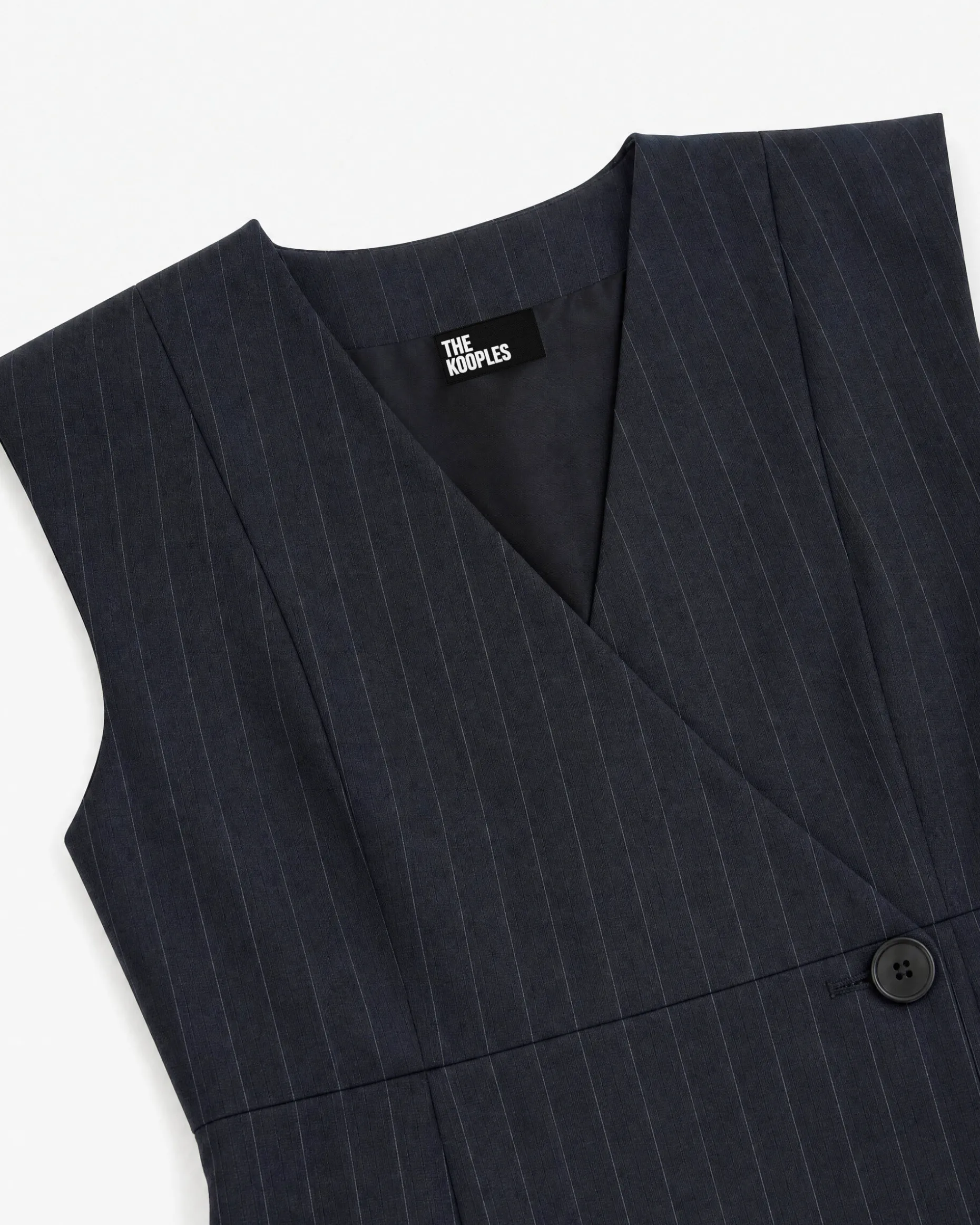 Robe courte croisée en laine rayures marine