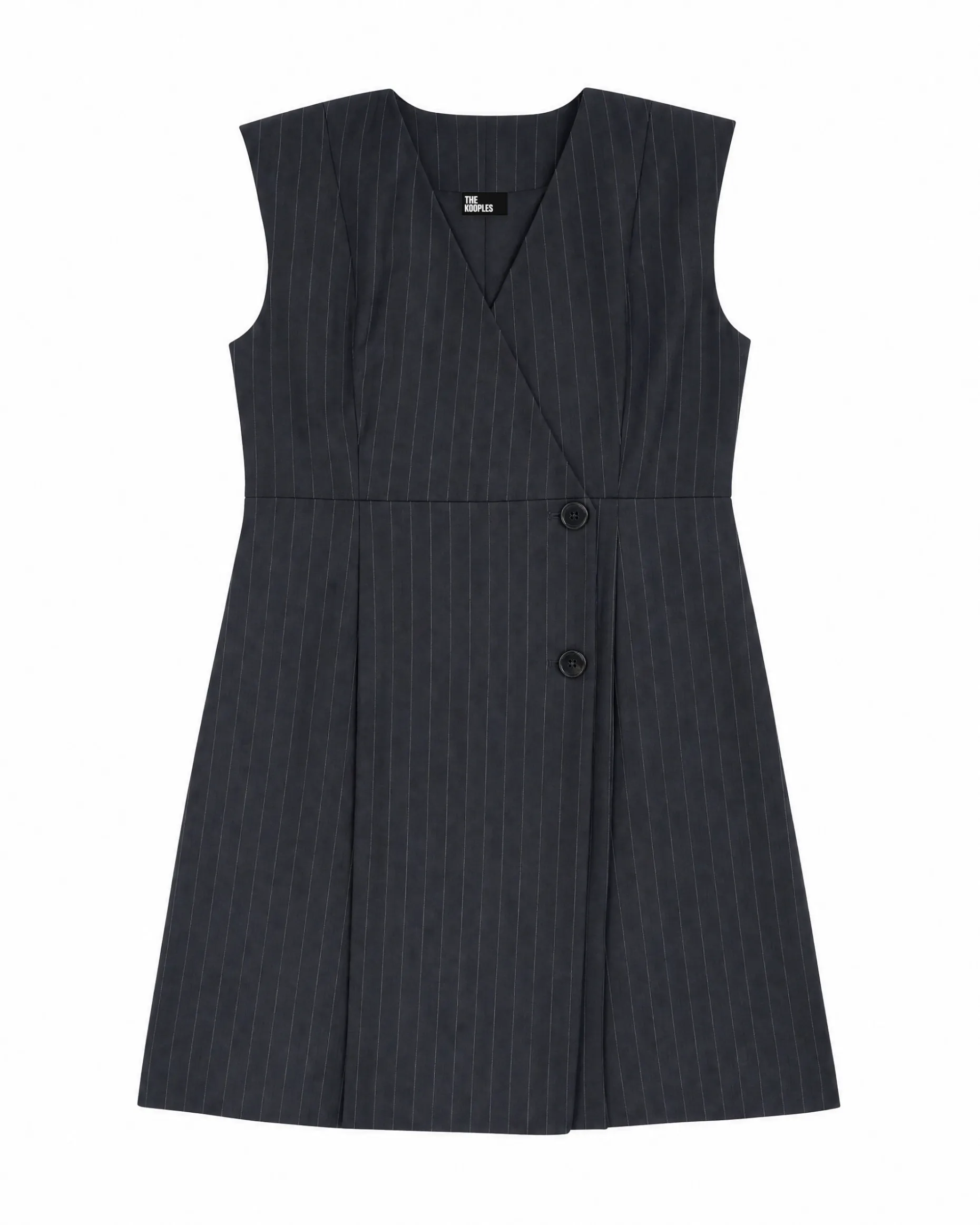 Robe courte croisée en laine rayures marine