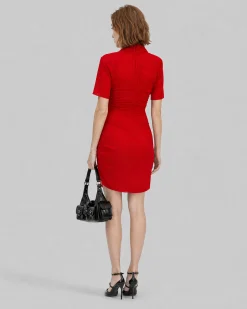 Robe courte drapée rouge