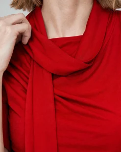 Robe courte drapée rouge