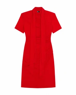 Robe courte drapée rouge