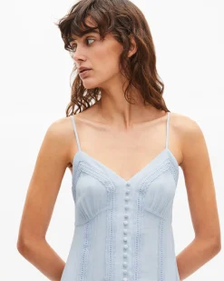 Robe courte détails dentelle bleue