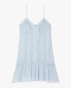 Robe courte détails dentelle bleue