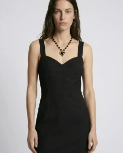 Robe courte effet corset en laine noire