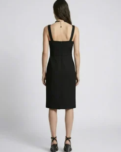 Robe courte effet corset en laine noire