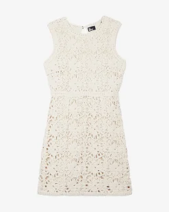 Robe courte en crochet écrue