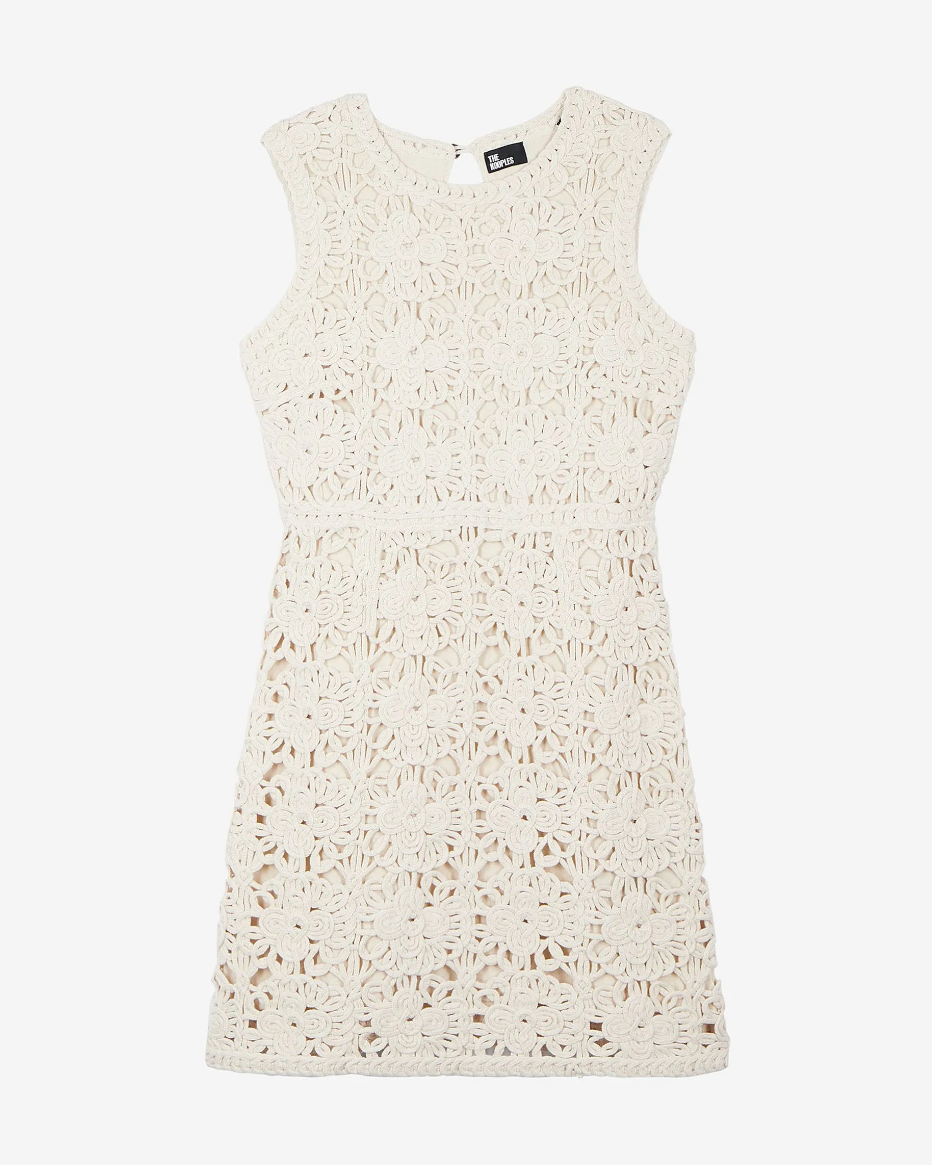 Robe courte en crochet écrue