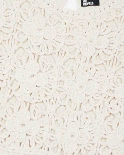 Robe courte en crochet écrue