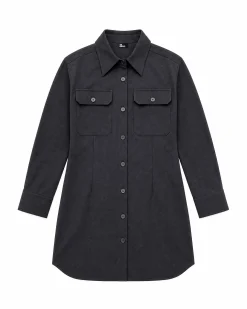 Robe courte en laine mélangée noire