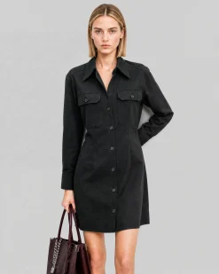 Robe courte en laine mélangée noire