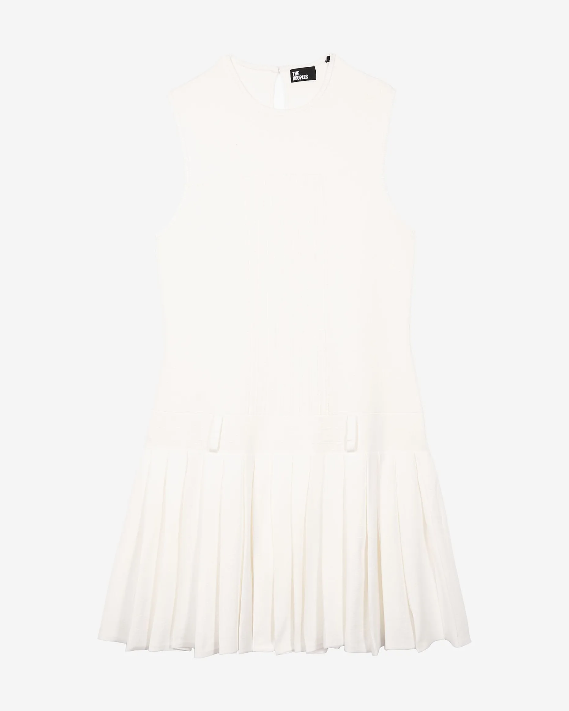 Robe courte en maille plissée écrue