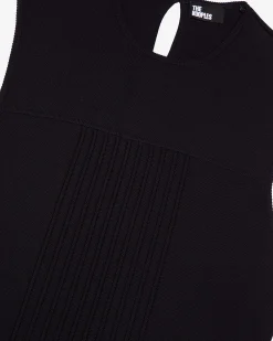 Robe courte en maille plissée marine
