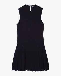 Robe courte en maille plissée marine