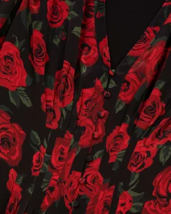 Robe courte imprimé fleuri rouge