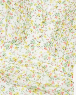 Robe courte plissée imprimé fleuri écrue