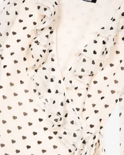 Robe courte portefeuille imprimé cœurs écrue