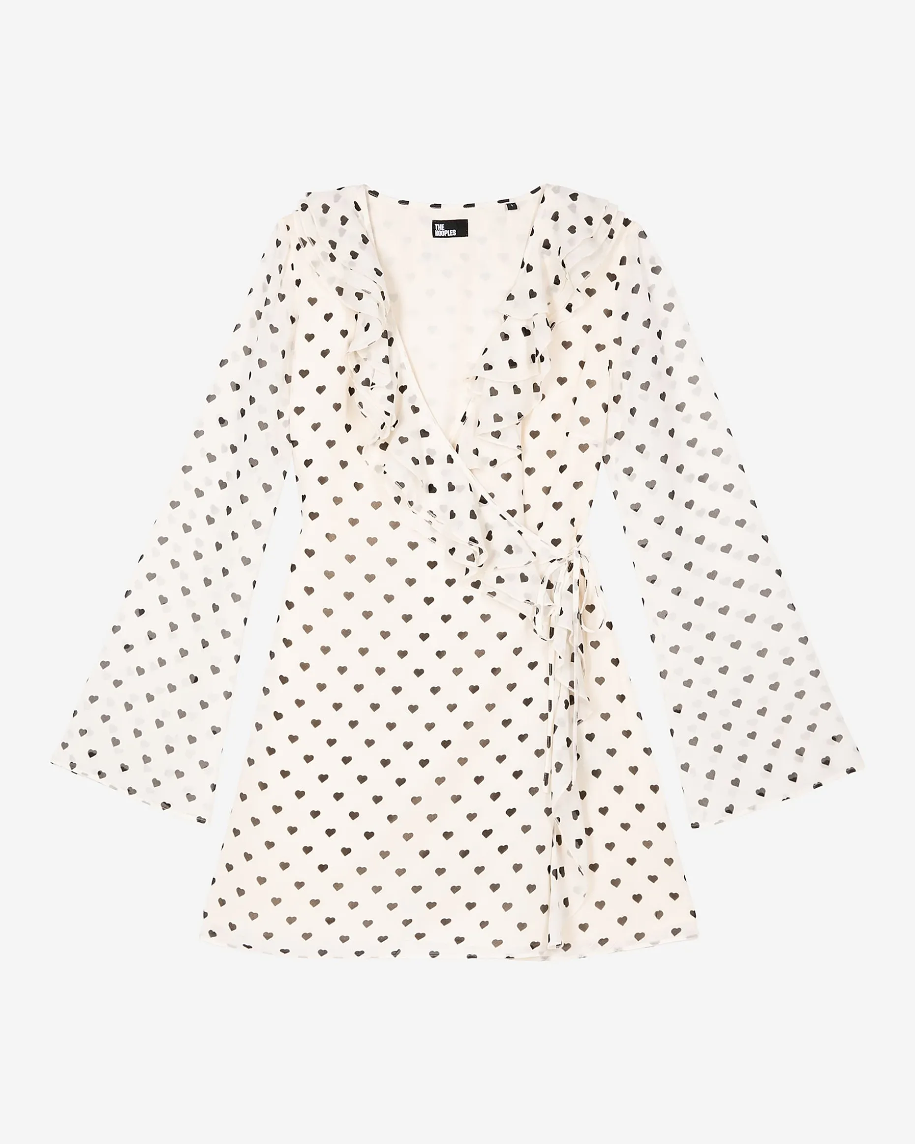 Robe courte portefeuille imprimé cœurs écrue