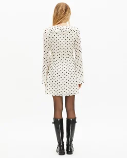Robe courte portefeuille imprimé cœurs écrue