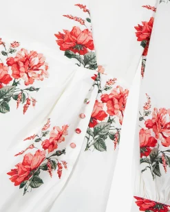 Robe courte portefeuille imprimé fleuri blanche