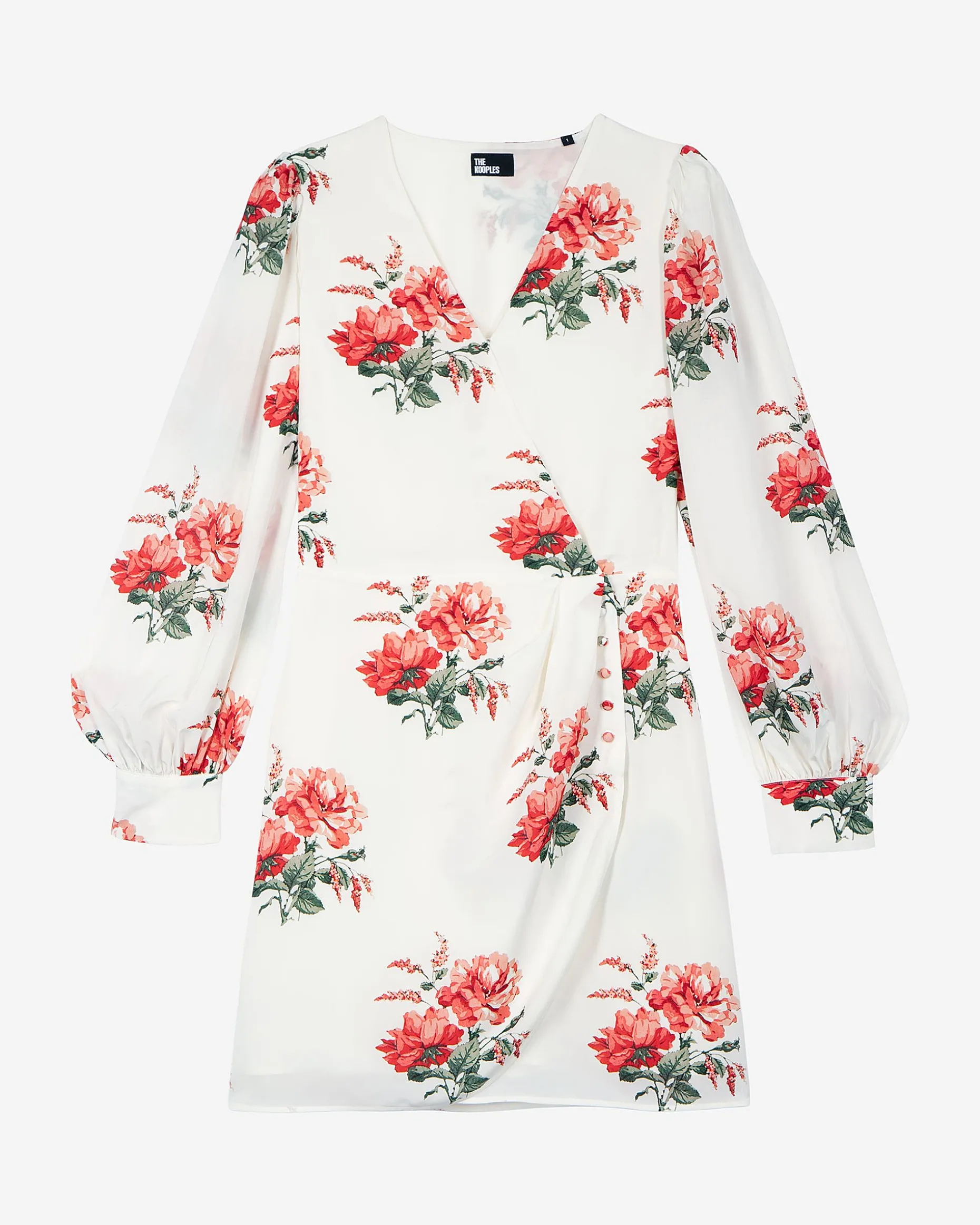 Robe courte portefeuille imprimé fleuri blanche