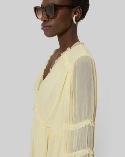 Robe courte volantée jaune