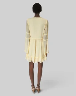 Robe courte volantée jaune