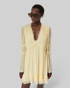 Robe courte volantée jaune