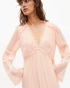 Robe courte volantée pêche