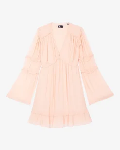 Robe courte volantée pêche