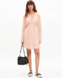 Robe courte volantée pêche