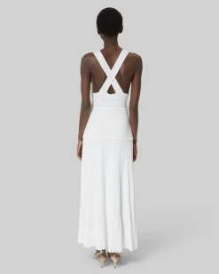 Robe dos croisé en maille ajourée écrue