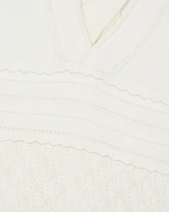 Robe dos croisé en maille ajourée écrue