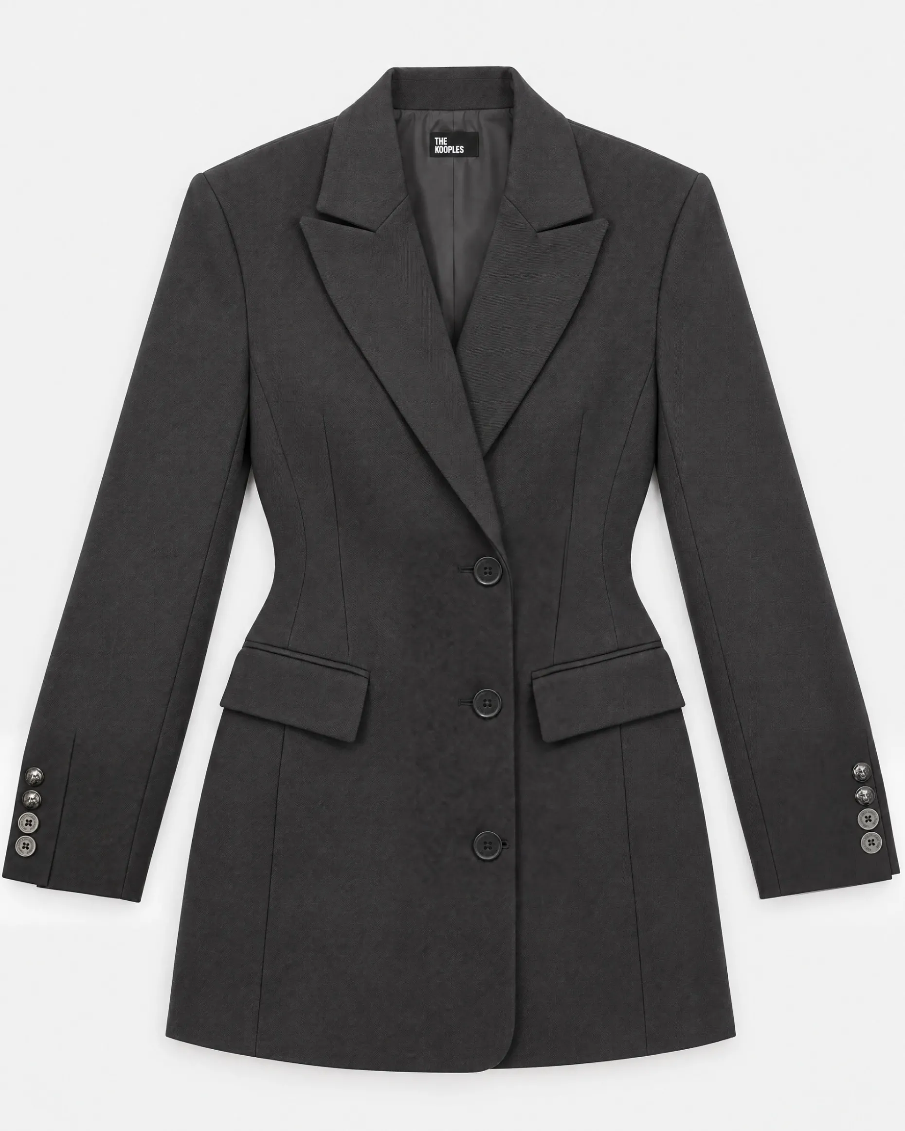 Robe façon blazer en laine mélangée noire
