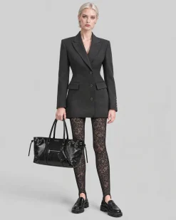 Robe façon blazer en laine mélangée noire