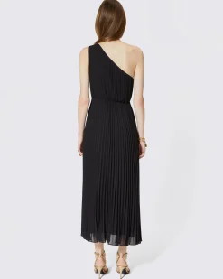 Robe longue asymétrique plissée noire