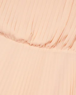 Robe longue asymétrique plissée pêche